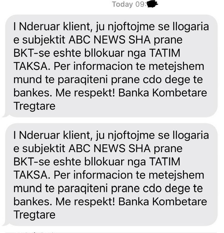 5 muaj pa paguar siguracionet e gazetarëve, Tatimet bllokojnë llogaritë e Abc News 